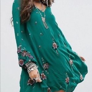 Free People Oxford Embroidered Shift Boho Dress